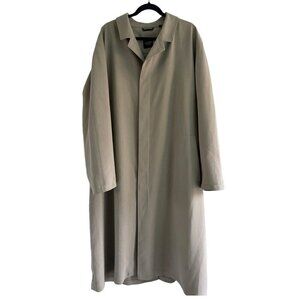 Vintage Sanyo New York Men’s Sz L Khaki Trench Coat Long Over Coat Made in Japan